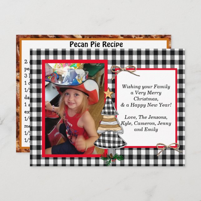 Foto der Familie + Rezept Weihnachtskarte Postkarte (Vorne/Hinten)