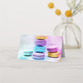 Foto der farbenfrohen, köstlichen Macarons Platzkarte