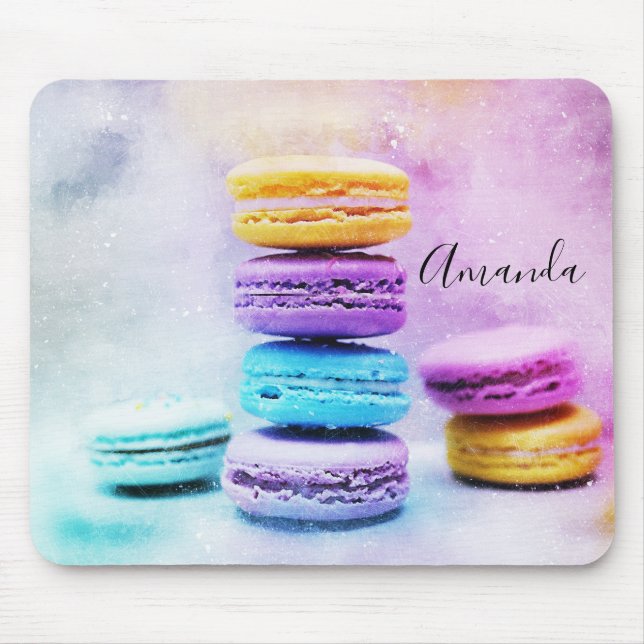 Foto der farbenfrohen Macarons Mousepad (Vorne)