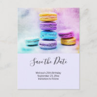 Foto der farbenfrohen Macarons Save the Date