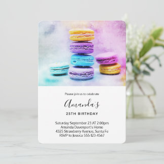 Foto der farbenfrohen Macarons zum Geburtstag Einladung