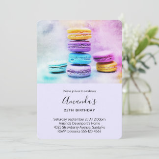 Foto der farbenfrohen Macarons zum Geburtstag Einladung