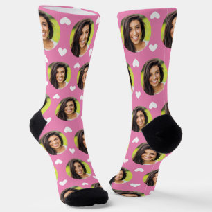 Foto der Freundin für Freund Pink Herz Socken