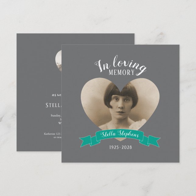 Foto der Gedenkfeier aquamarine Beerdigung der Ban Einladung (Vorne/Hinten)