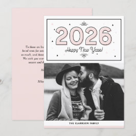 Foto der geometrischen Blush Typografie zum Glück Feiertagskarte