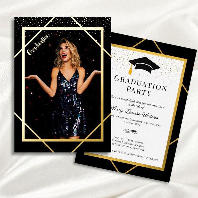 Foto der Gold Foil Graduation Party Folieneinladung (Von Creator hochgeladen)
