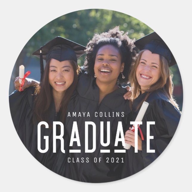 Foto der Hochschule für Abschluss 2022 Runder Aufkleber (Vorderseite)