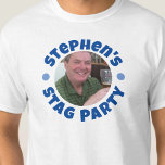 Foto der Junggesellen T-Shirt<br><div class="desc">Feiern einer Bachelor Party. Entworfen für jemanden,  der eine "Bachelor Party" hat! Herren-T-Shirt mit Foto,  Namensauswahl und Party-Formulierung. Bachelor Party T - Shirt. Fügen Sie den Namen der Person,  deren Party es ist,  und auch ihr Foto. Stag Party T - Shirt.</div>