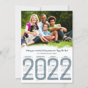 Foto der Kalenderfamilie 2022 Blau des neuen Jahre Feiertagskarte