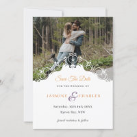 Foto der kursiven Grenze Save the Date Einladung