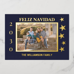 Foto der Marine Feliz Navidad Gold Foil Folien Feiertagskarte