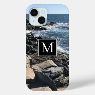 Foto der Meereswellen und Felsen Urschwarz Case-Mate iPhone Hülle
