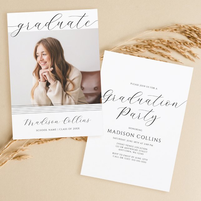 Foto der Minimalistisch Lines Graduation Party Einladung (Von Creator hochgeladen)