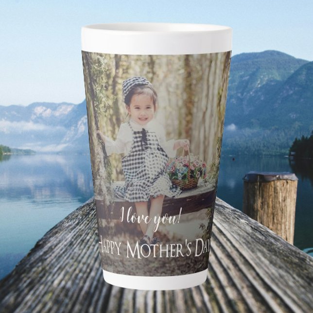 Foto der Neuen Muttersprache Latte Tasse (Modern Mothers Day Photo Personalized Latte Mug)
