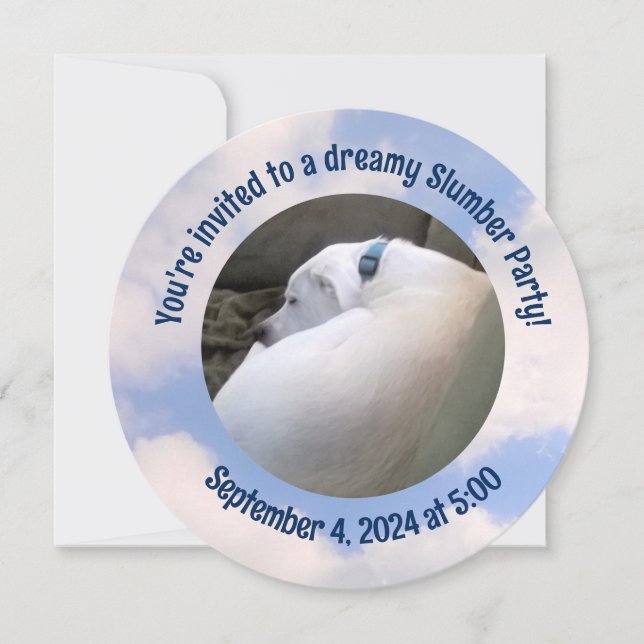 Foto der Party Einladung für Hunde schlafend Schlu (Vorderseite)