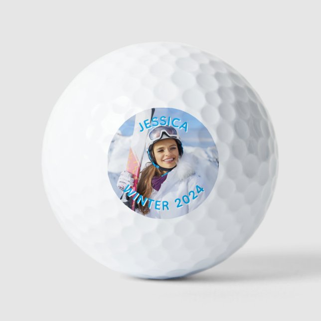 Foto der personalisierten Sky Blue Text-Reihe Golfball (Vorderseite)
