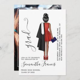 Foto der Red, Black and White Girl Graduation Part Einladung