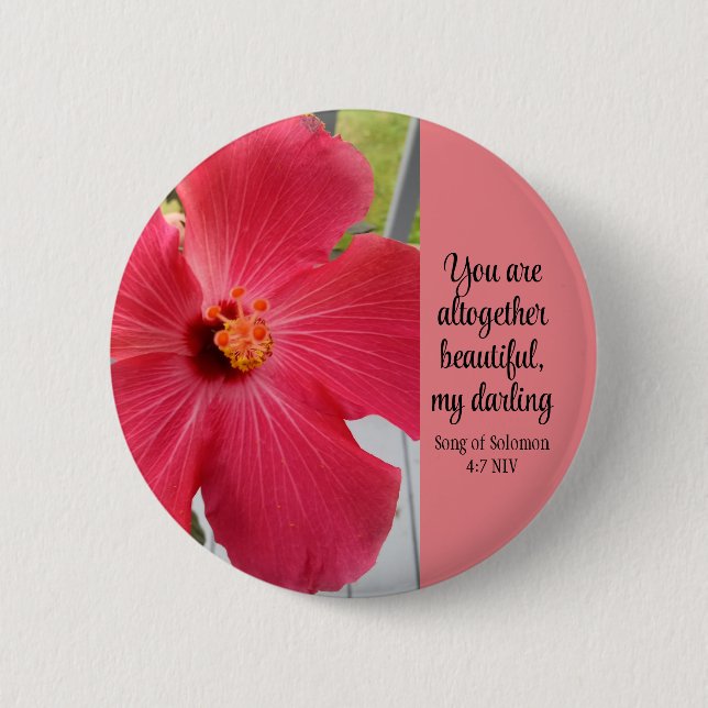 Foto der rosa Blume Lied der Solomon Bibelverse Button (Vorderseite)