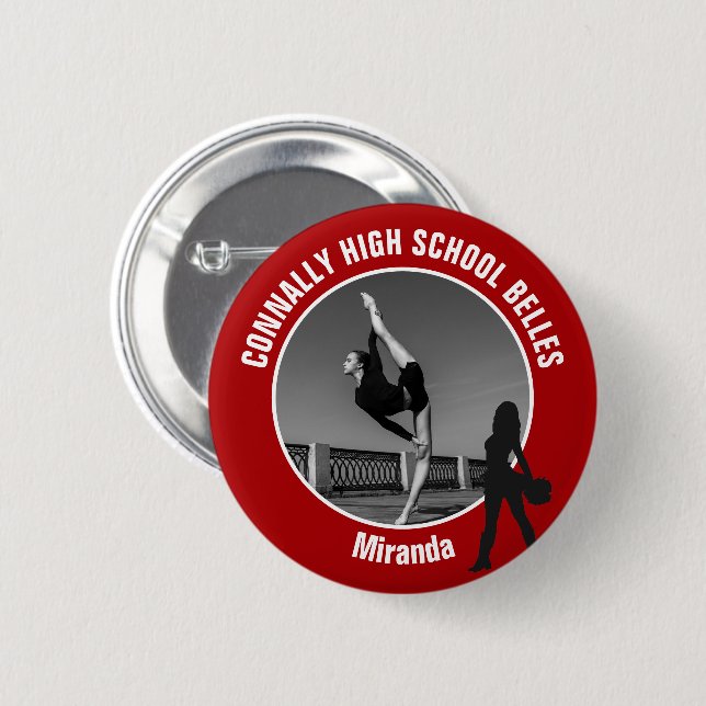 Foto der roten Drill-Team-Schultänzerin Button (Vorne & Hinten)