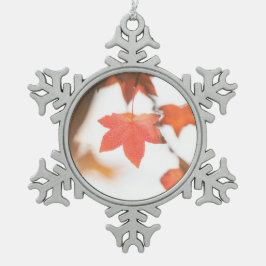 Foto der Roten Herbstleaf Schneeflocken Zinn-Ornament