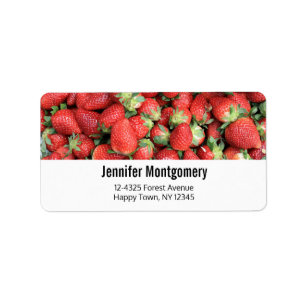 Foto der Roten Juicy Erdbeeren Adressaufkleber