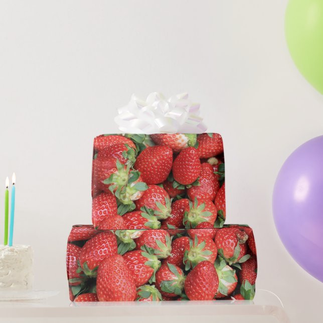 Foto der Roten Juicy Erdbeeren Geschenkpapier (Partygeschenke)