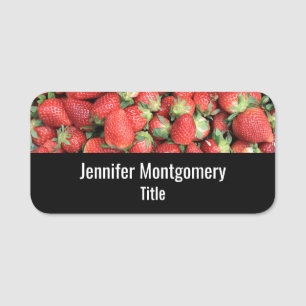 Foto der Roten Juicy Erdbeeren Namensschild
