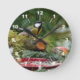 Foto der roten Vogelzucht Runde Wanduhr