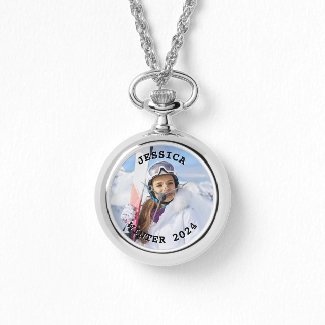 Foto der Schwarzweißtextanzeige Armbanduhr (Vorderseite)