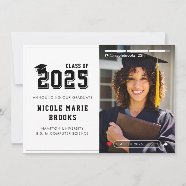 Foto der Social Media-Geschichte White Abschluss Ankündigung (Vorderseite)