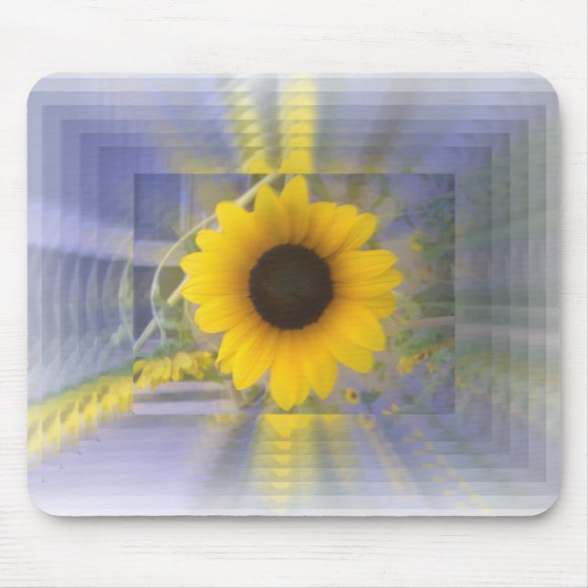 Foto der Sonnenblume mit wiederholtem Unendlichkei Mousepad (Vorne)