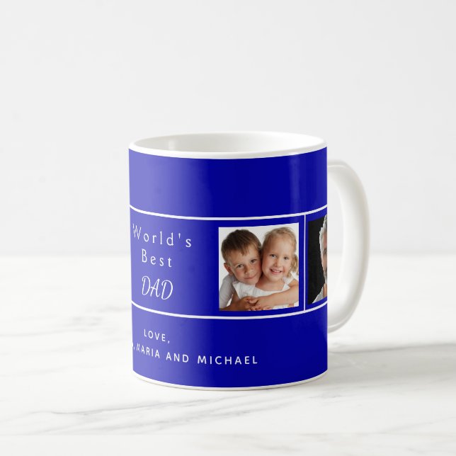 Foto der Vaterfamilie, königsblau Kaffeetasse (VorderseiteRechts)
