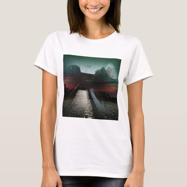 Foto der Wasserbrücke im Mondlicht-T - Shirt (Vorderseite)