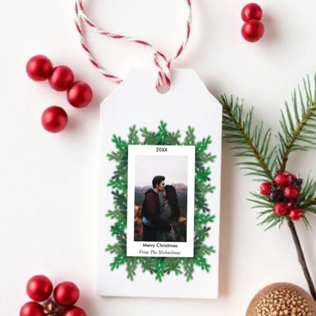 Foto der Weihnachtsbaumzweige Geschenkanhänger (Von Creator hochgeladen)