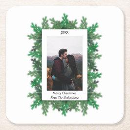 Foto der Weihnachtsbaumzweige Rechteckiger Pappuntersetzer