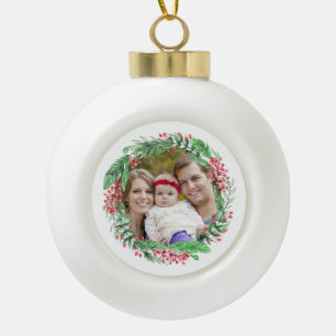 Foto der Weihnachtsfrau Familiengeschenk Keramik Kugel-Ornament