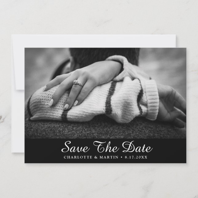 Foto der weißen Verlobung Save the Date (Vorderseite)