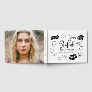 Foto der White Quirky Doodle Graduation Party Gästebuch
