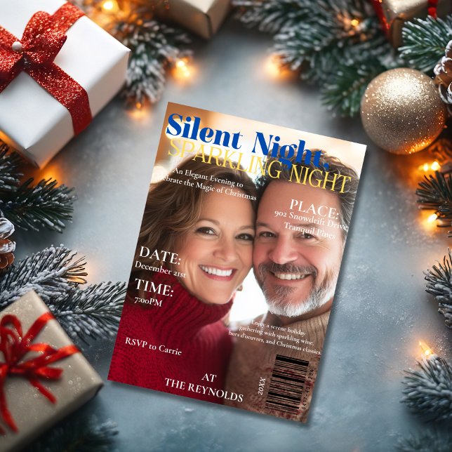 Foto der Zeitschrift "Stille Nacht" Einladung (Silent Night, Sparkling Night Magazine cover Photo Invitation)