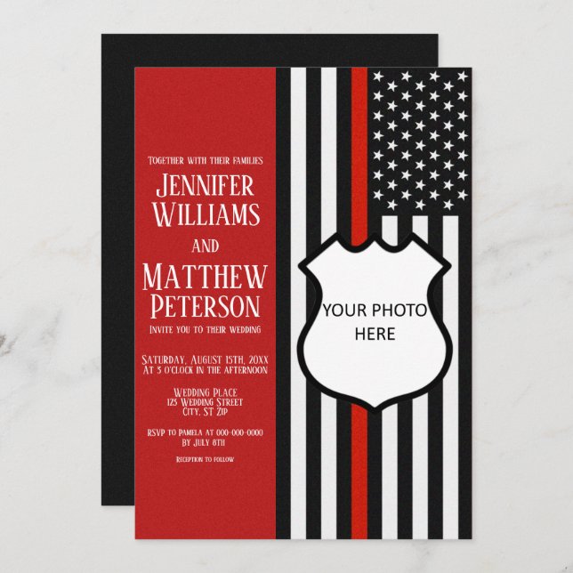 Foto des Abzeichens mit dünner roter Linie einfüge Einladung (Vorne/Hinten)