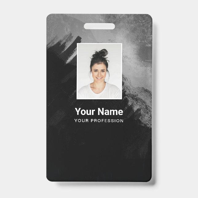 Foto des Angestellten, Bar-Code, Name Ausweis (Vorderseite)