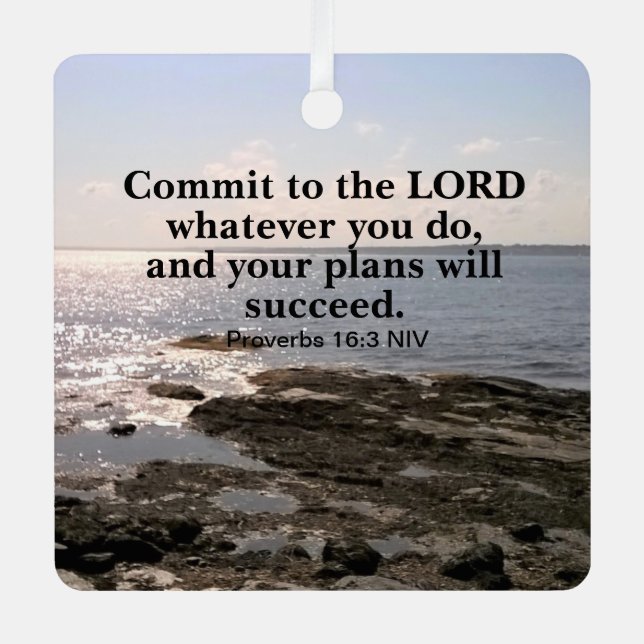 Foto des Atlantischen Ozeans mit Bibelerfolg Ornament Aus Metall (Vorderseite)