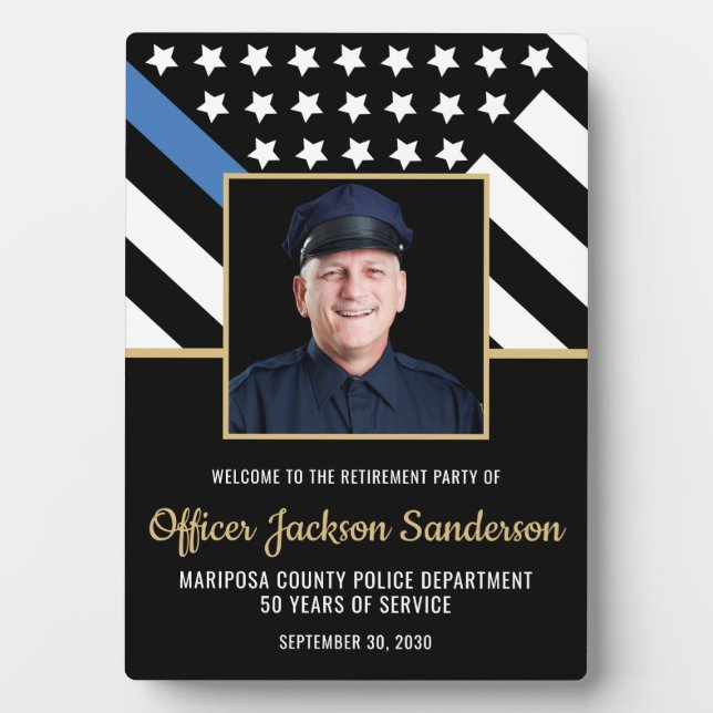 Foto des Flaggenfotos der Blue Line von Police Ret Fotoplatte