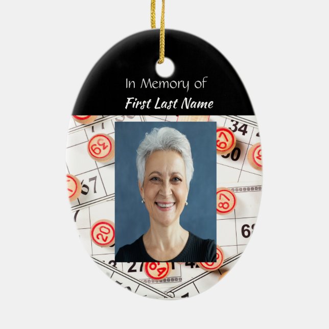 Foto des Gedächtnisses Gebet Bingo Spiel halten Keramik Ornament (Hinten)