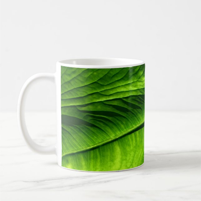 Foto des grünen Blattes Kaffeetasse (Links)