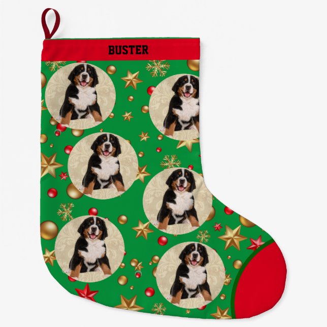 Foto des Hundes als Wiederholungszirkel, um den Na Großer Weihnachtsstrumpf (Vorderseite)