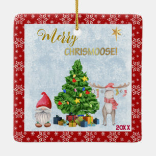 Foto des Kindes - Nome, Baum und Elch Keramikornament