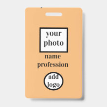 Foto des Mitarbeiters, Bar, Logo, Name Abzeichen