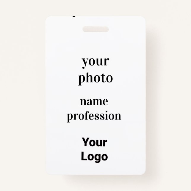 Foto des Mitarbeiters, Bar, Logo, Name Abzeichen Ausweis (Vorderseite)