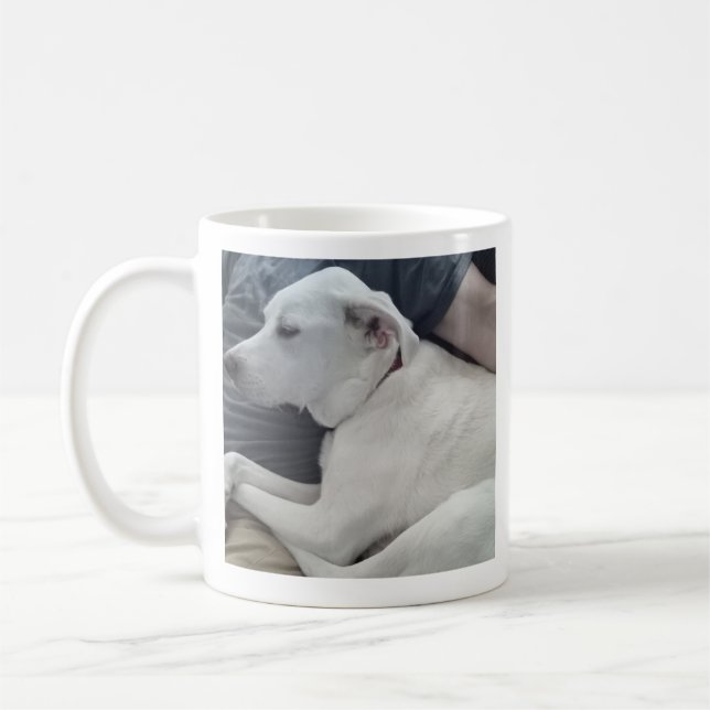 Foto des Niedlichen Hundes mit bester Friend Vater Kaffeetasse (Links)